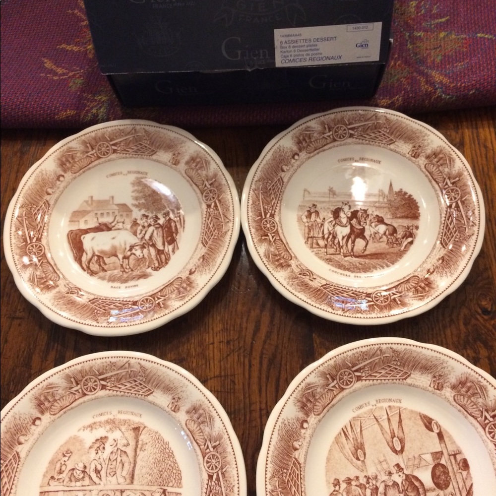 Set of 6 Gien France desert plates - Picture 7 of 7
